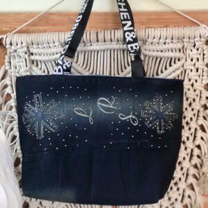 Bling Tote Bag From Old Jeans, The Accessory That Helps You Shine, Convenient Recycled Handbag, Sustainable Fashion Accessory, Unique Birthday Gift