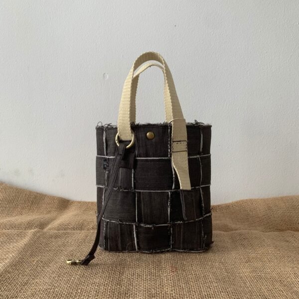 Recycled Denim Mini Tote Bag, Vietnamese Handmade Fashion, Sustainable Fashion, Eco-Friendly Mini Tote Bag, Gift For Her - Image 3
