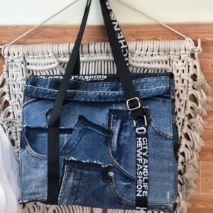 Patchwork Flap Tote Bag From Old Jeans, Creating Impressive Shapes In Any Space, Sustainable Fashion Handbag, Unique Accessory, Unique Handmade Gift