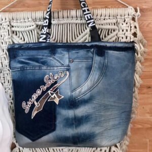 Superstar Tote Bag From Old Jeans, Confidently Express Your Unique Style, Denim Accessory, Unique Birthday Gift For Him, Creative Handmade Gift