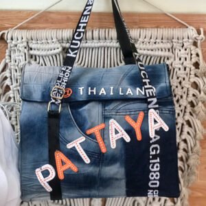 Pattaya Flap Tote Bag From Old Jeans, Unique Design Just for You, Denim Handbag, Recycled Tote Bag, Sustainable Fashion, Handmade Birthday Gift