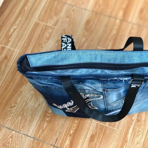 Superstar Tote Bag From Old Jeans, Confidently Express Your Unique Style, Denim Accessory, Unique Birthday Gift For Him, Creative Handmade Gift - Image 5