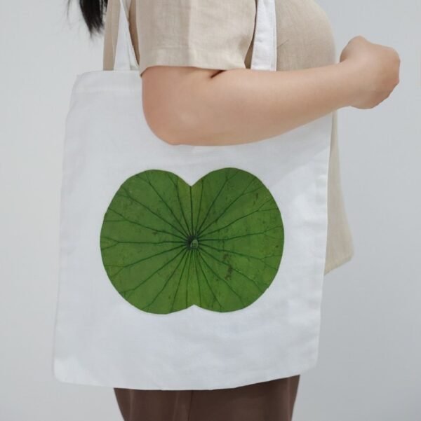 Lotus Leaf Tote Bag, Subtly Imprinted With Nature, Fabric Tote Bag Decorated With Lotus Leaves, Light & Durable, Vietnamese Souvenir, Handmade Gift - Image 3