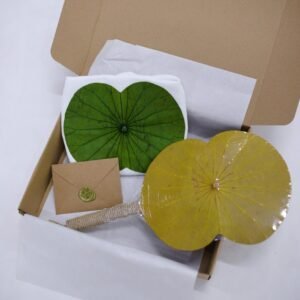 "Hidden Purity" Gift Set, The Serene Lotus In the Water, Lotus Leaf Fan & Tote Bag Gift Set, Gift For Foreigner, Vietnamese Souvenir, Handmade Gift