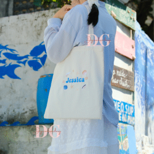 Personalized Embroidered Name Tote Bag, Distinctive Accessory, Canvas Tote Bag, Convenient Zippered Bag, Personalized Gift, Unique Birthday Gift