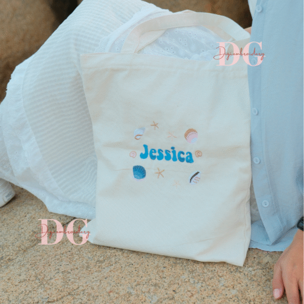 Personalized Embroidered Name Tote Bag, Distinctive Accessory, Canvas Tote Bag, Convenient Zippered Bag, Personalized Gift, Unique Birthday Gift - Image 5