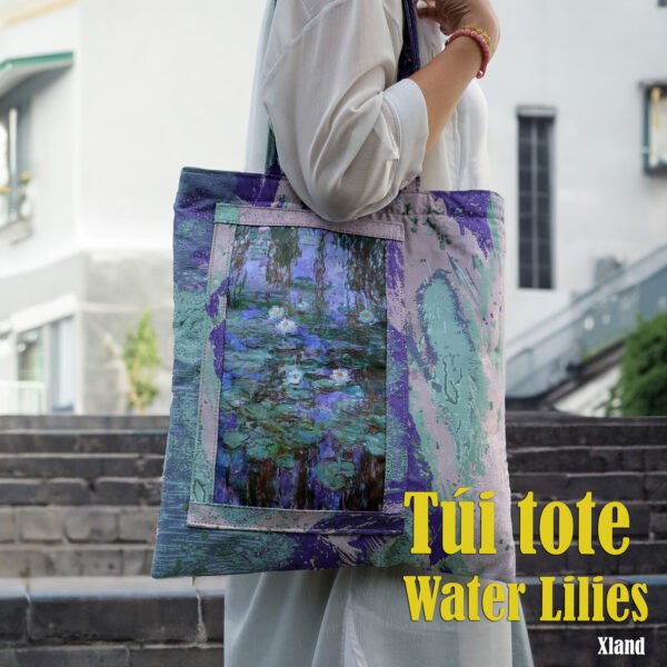 Water Lilies Brocade Tote Bag, Inspired By Monet's Painting, Unique Design, Eco-Friendly, Fashionable Gifts, Unique Gifts - Image 2