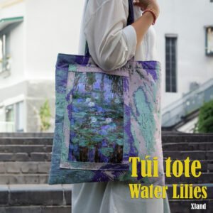 Water Lilies Brocade Tote Bag, Inspired By Monet's Painting, Unique Design, Eco-Friendly, Fashionable Gifts, Unique Gifts