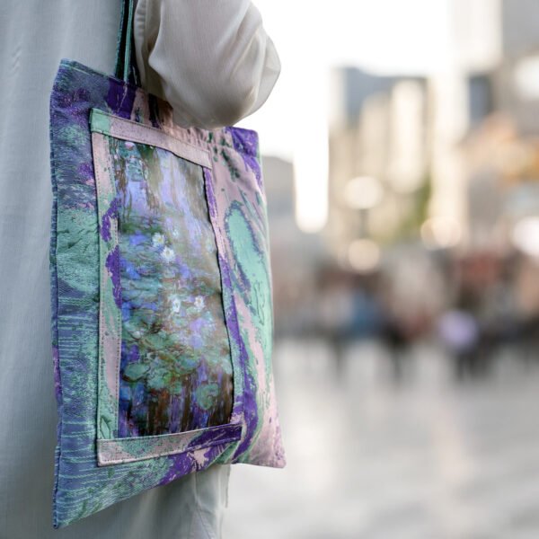 Water Lilies Brocade Tote Bag, Inspired By Monet's Painting, Unique Design, Eco-Friendly, Fashionable Gifts, Unique Gifts - Image 4