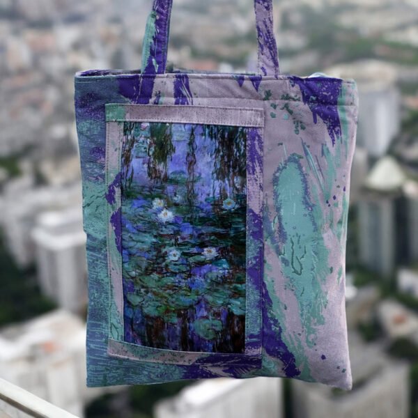 Water Lilies Brocade Tote Bag, Inspired By Monet's Painting, Unique Design, Eco-Friendly, Fashionable Gifts, Unique Gifts - Image 3