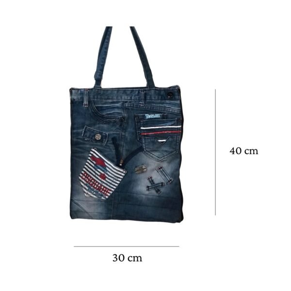 "7Color" Slim Tote Bag From Old Jeans, Honoring Creative Souls, Denim Tote Bag, Fashion Accessory, Impressive Birthday Gift, Unique Handmade Gift - Image 4